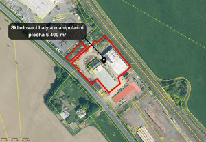 Skladové haly 2242 m2 s navazujícími pozemky 4158 m2 - Chodová Planá, ul. Nádražní